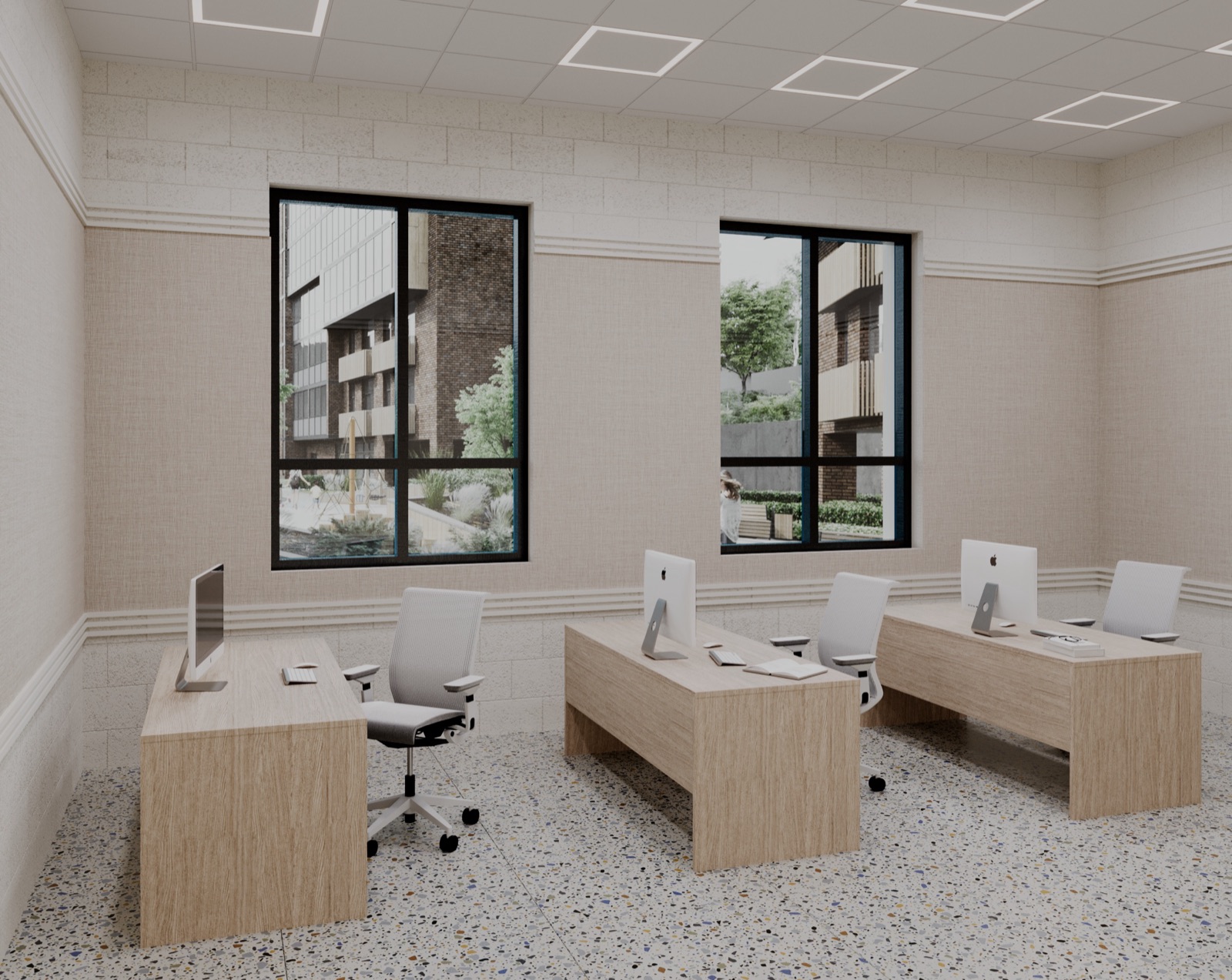 An office and family meeting room in the new center