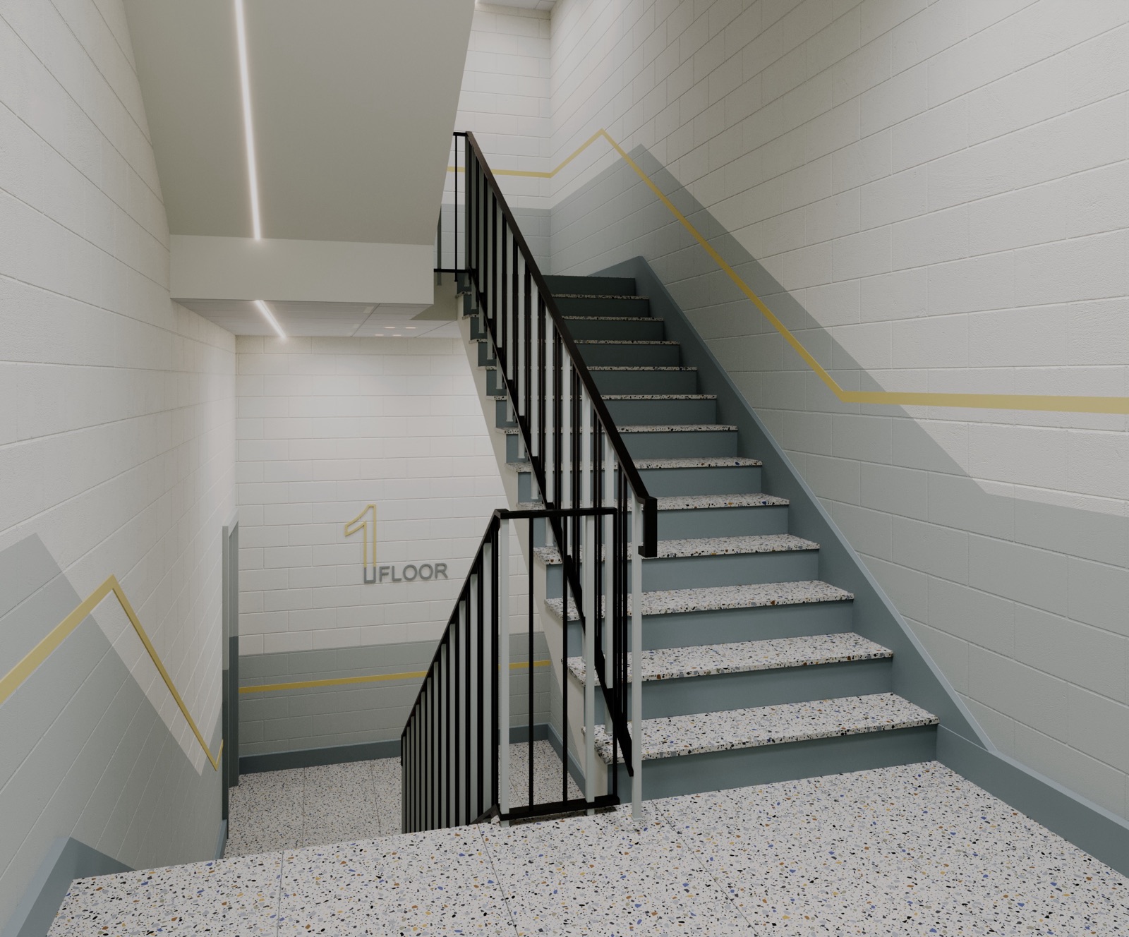 The staircase in the new center